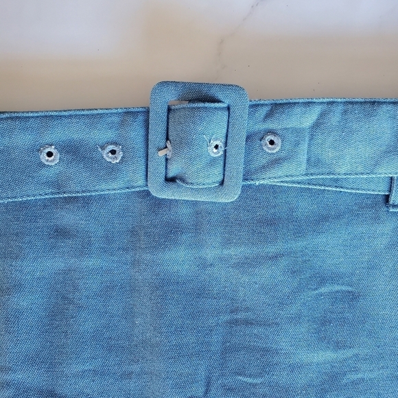 Le Lis Collection Y2K Preppy Chambray Blue Belted Skirt Medium/Large - Picture 3 of 7